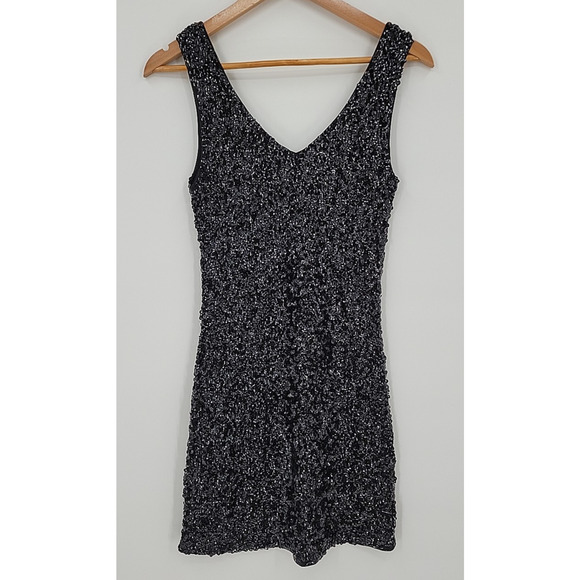 Black Sequin Mini‎ Dress Y2K Clubbing Cocktail Party LBD Revenge Dress Size S - Picture 3 of 8